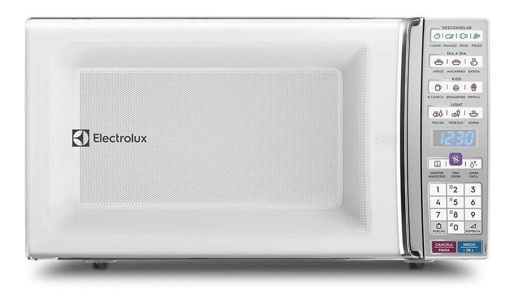 Micro-ondas Electrolux de Bancada Branco, 34L, com Função Tira Odor e Manter Aquecido, modelo MEO44