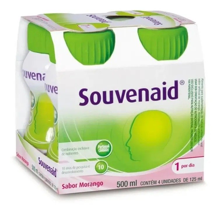 Souvenaid Danone em líquido, sabor morango, 4 unidades de 125 ml (500 ml)