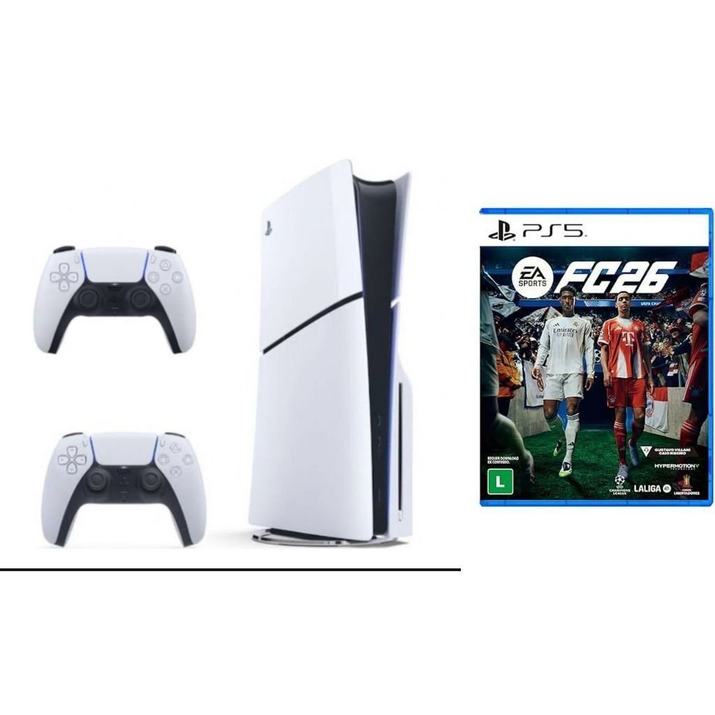 PlayStation 5 Slim Branco com 2 Controles e Jogo EA Sports FC (PS5)