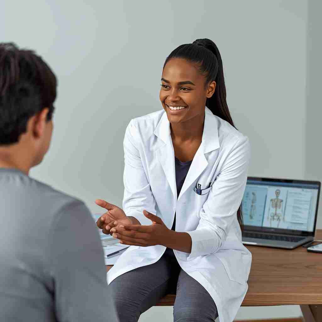 Physiotherapist conducting patient assessment