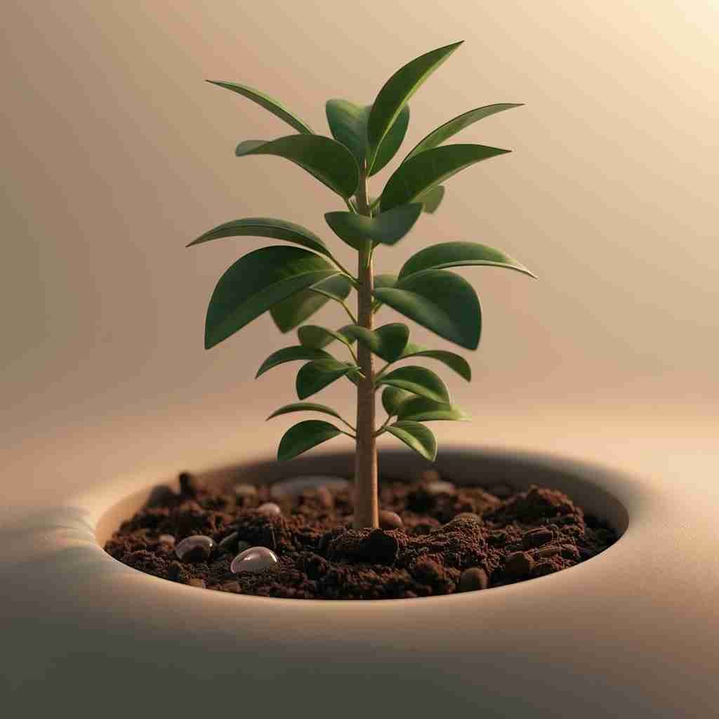 A young tree growing in fertile soil, symbolizing growth and health