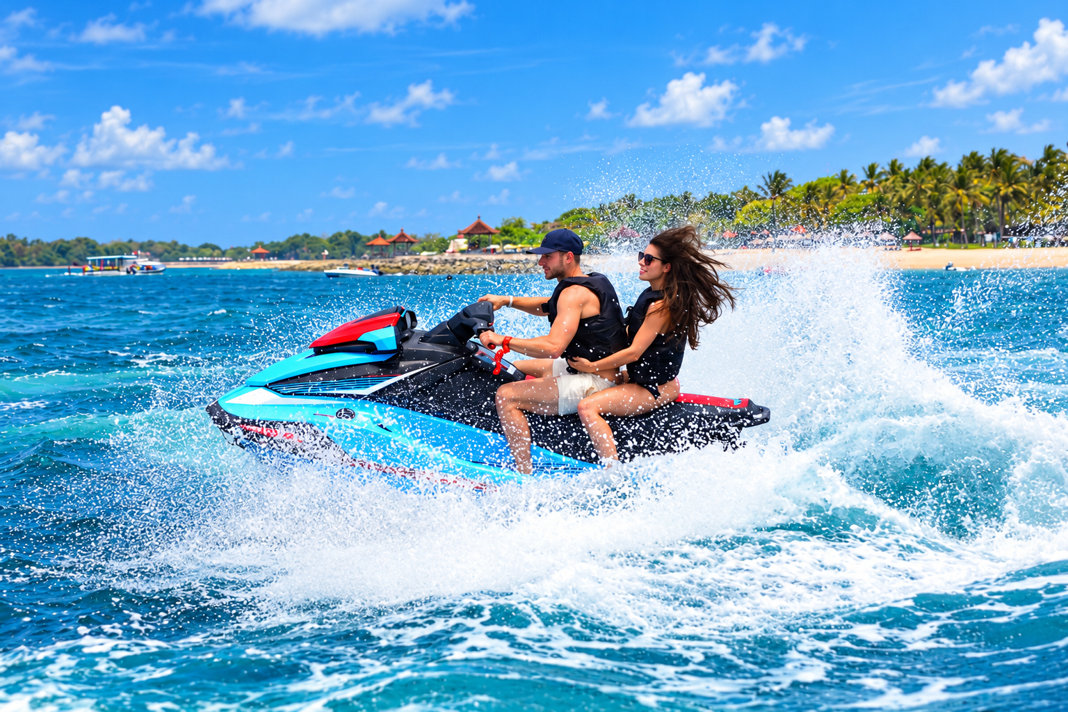 Jetski couple ride at Bali Watersports Hub, Tanjung Benoa