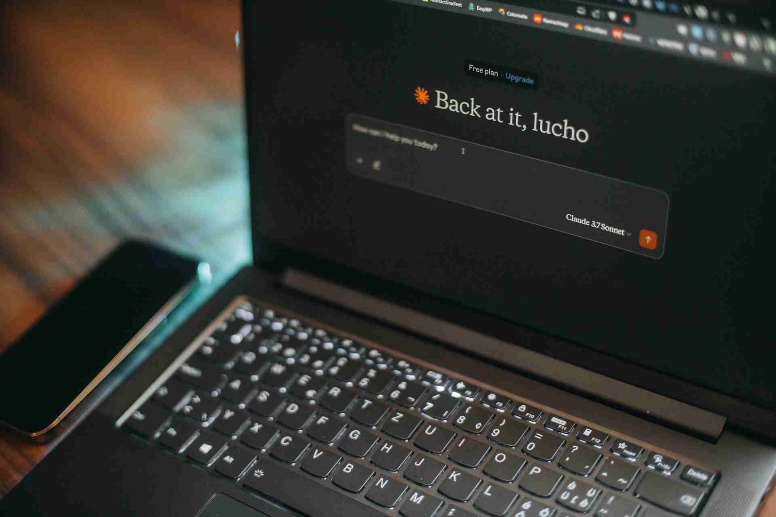 Laptop running Claude AI