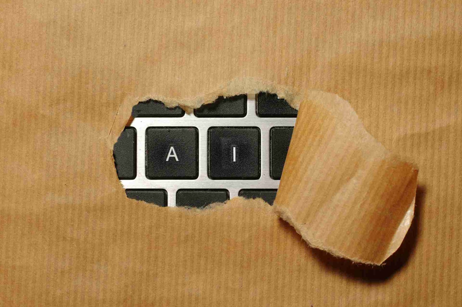 Keyboard AI key ripping through paper