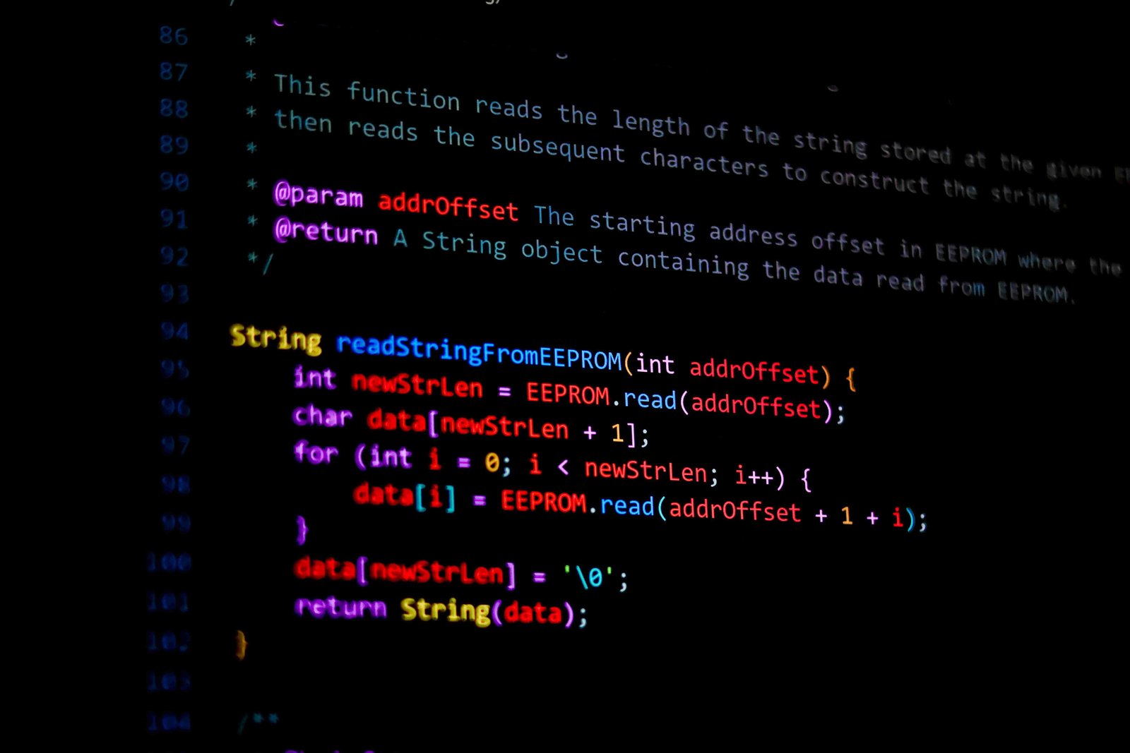 Close-up of a screen displaying code, symbolizing programming and direct control over digital systems.
