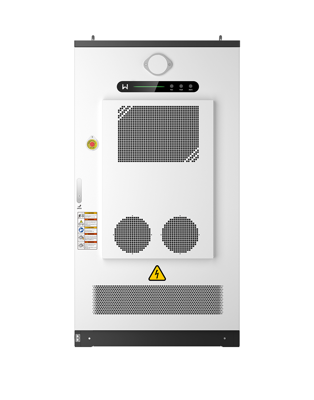Livoltek BES-P125X261 — cabinet outdoor bianco con griglie di ventilazione e display di stato