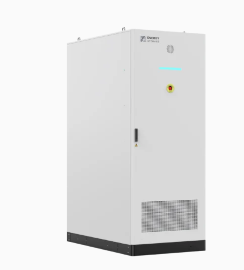 PVB BYHV-261SLC — cabinet outdoor bianco con logo Energy Storage, LED di stato, arresto di emergenza e griglia di ventilazione
