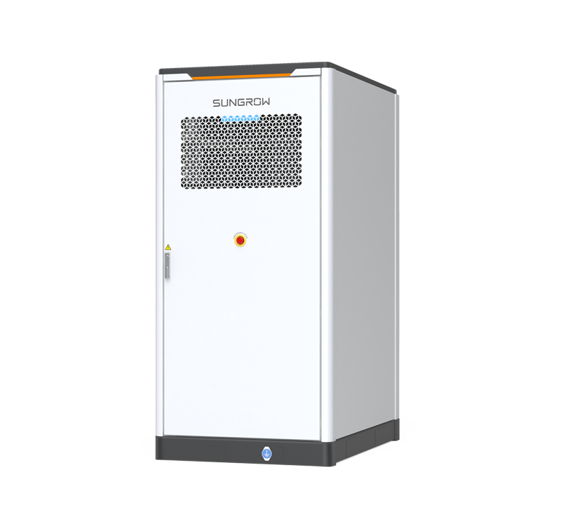 Sungrow PowerStack ST255CS-2H — cabinet outdoor bianco compatto con griglia esagonale e logo Sungrow