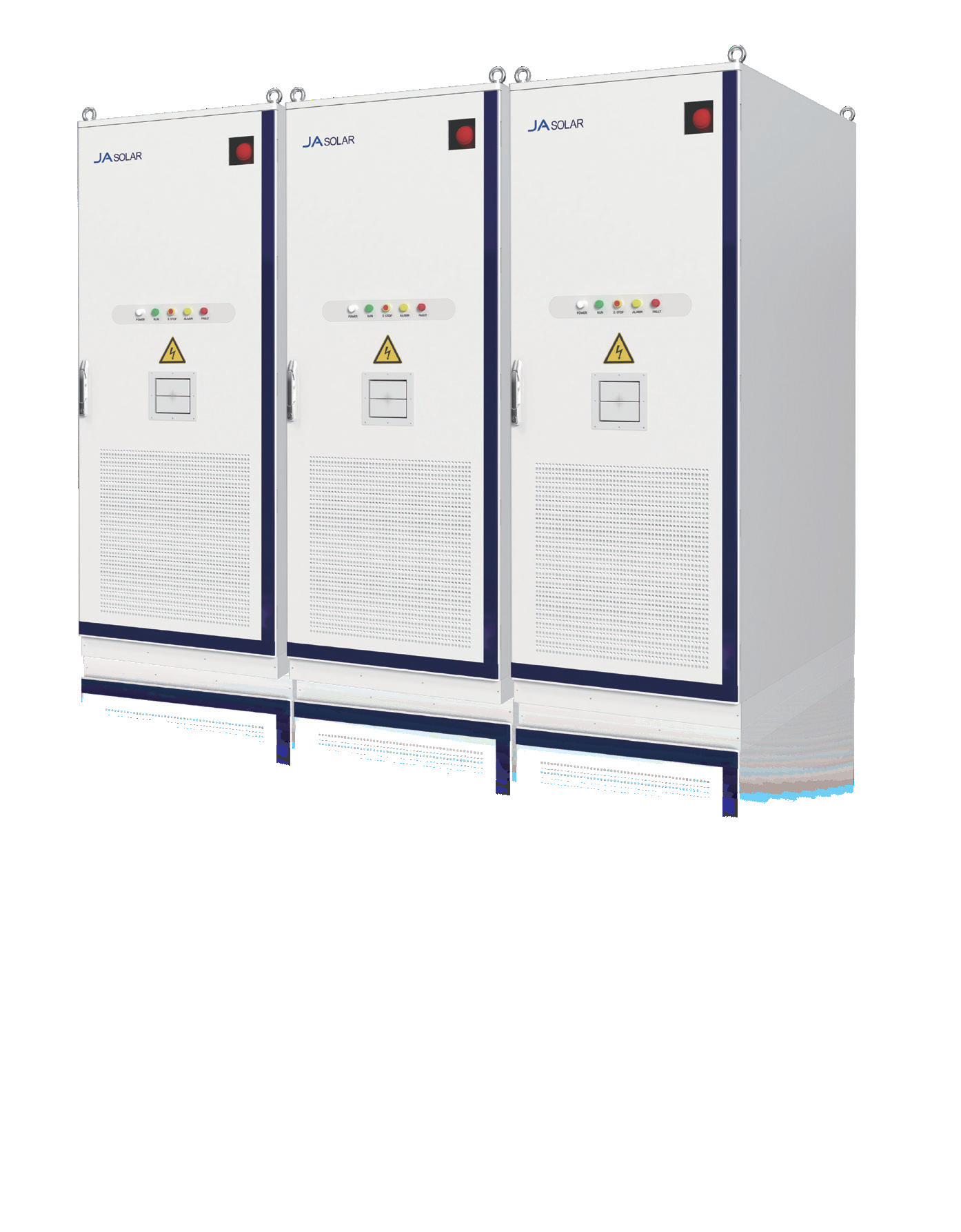 JA Solar JAPlanet BP-ES-125kW-261kWh-B02 - sistema di accumulo a tre cabinet modulari bianco/blu