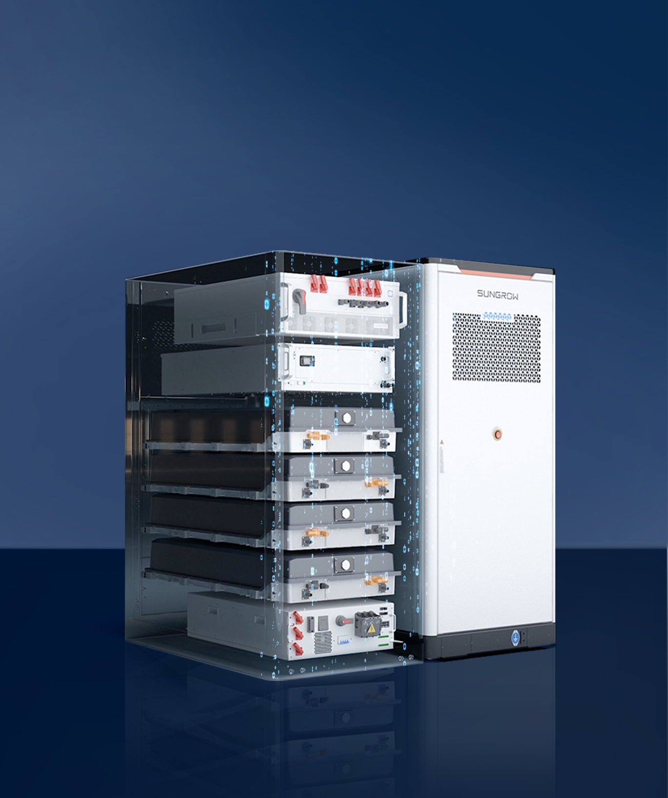 Sungrow PowerStack ST225kWh-110kW-2h — sistema modulare con rack batterie impilati e PCS integrato