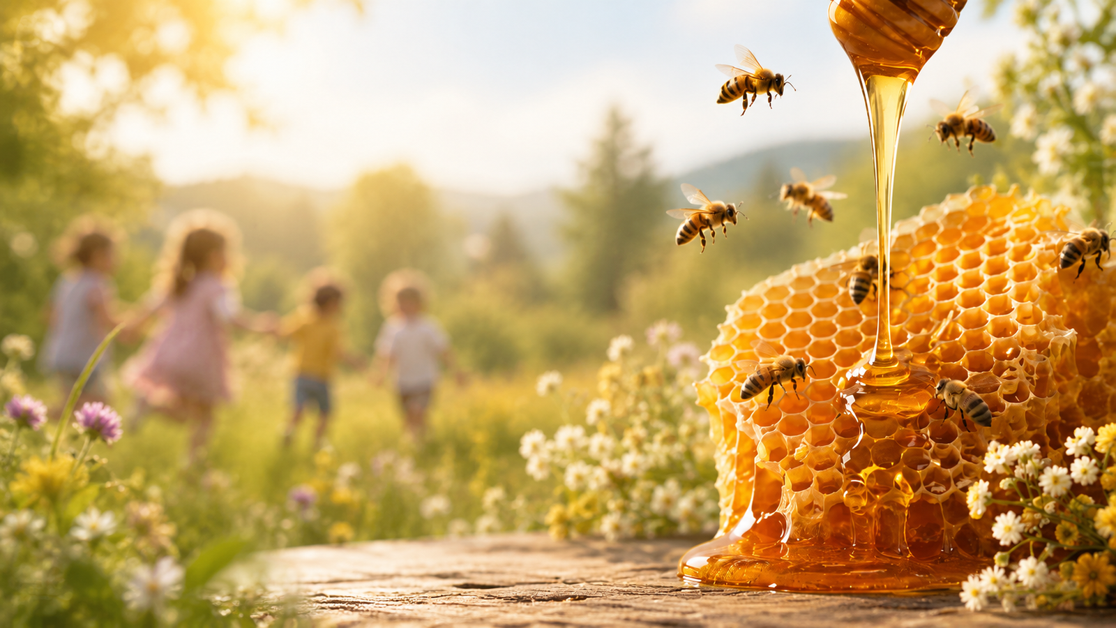 Honeycomb and bee representing our community network