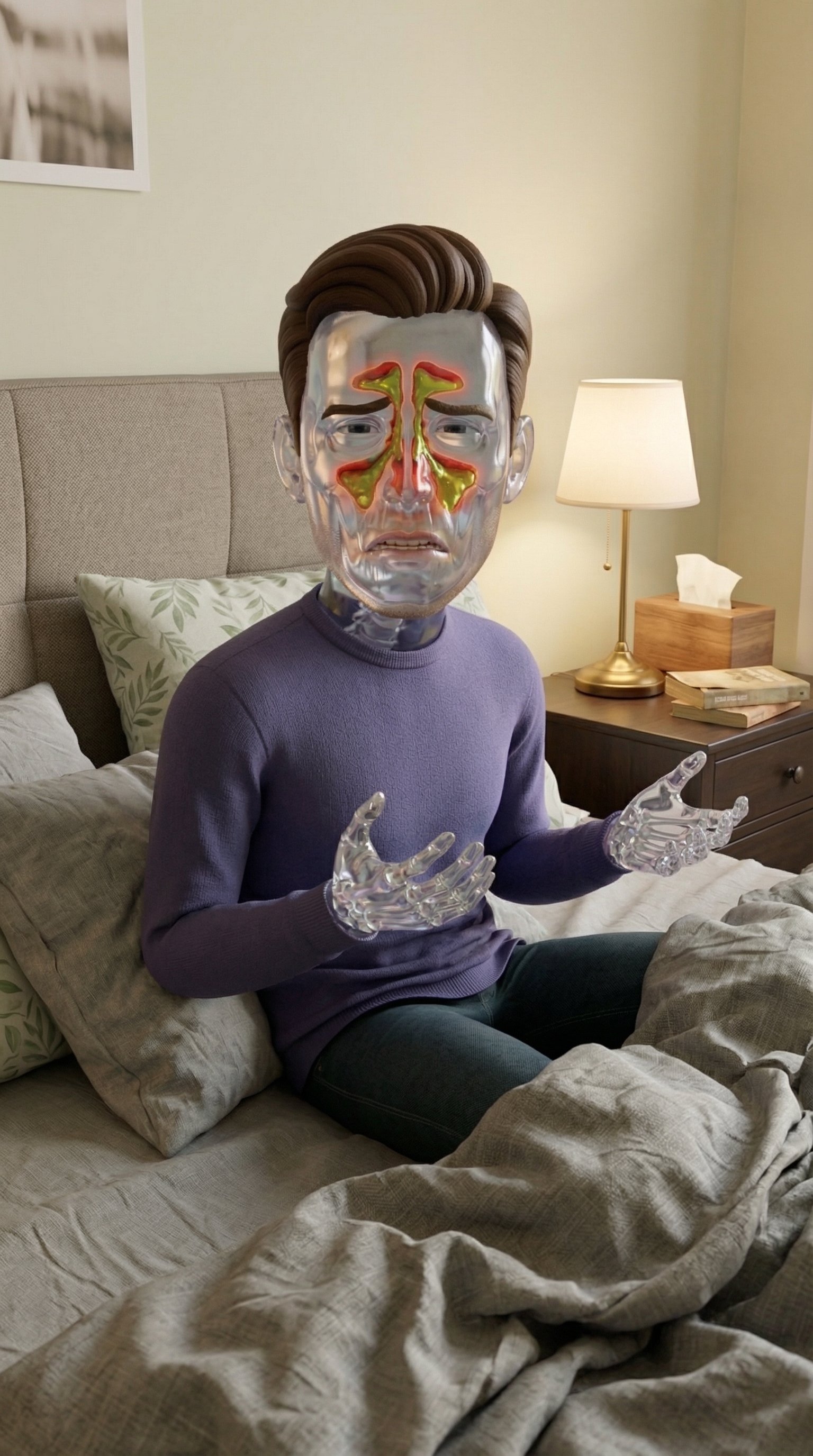 Anatomical diagram showing nasal passages and sinuses