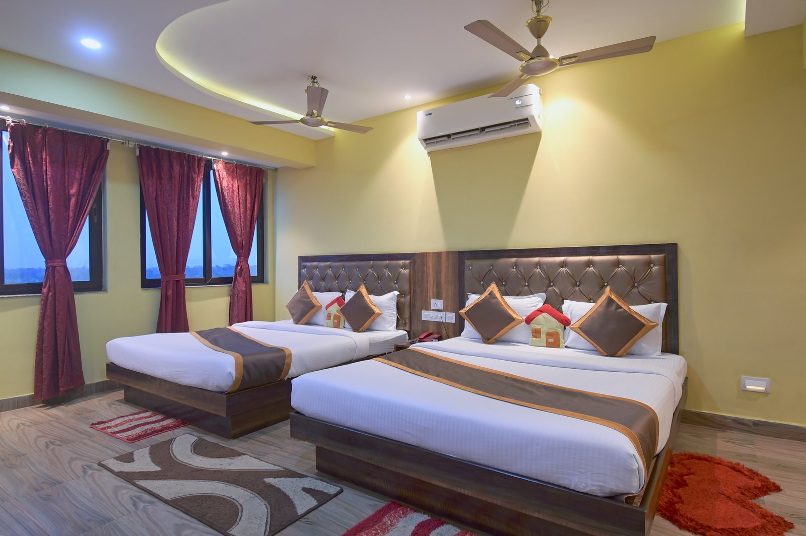 Bedroom section with dedicated TV and entertainment area