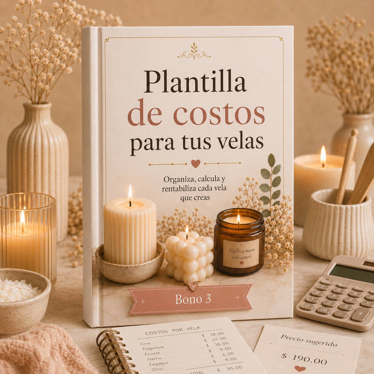 Plantilla de costos para tus velas