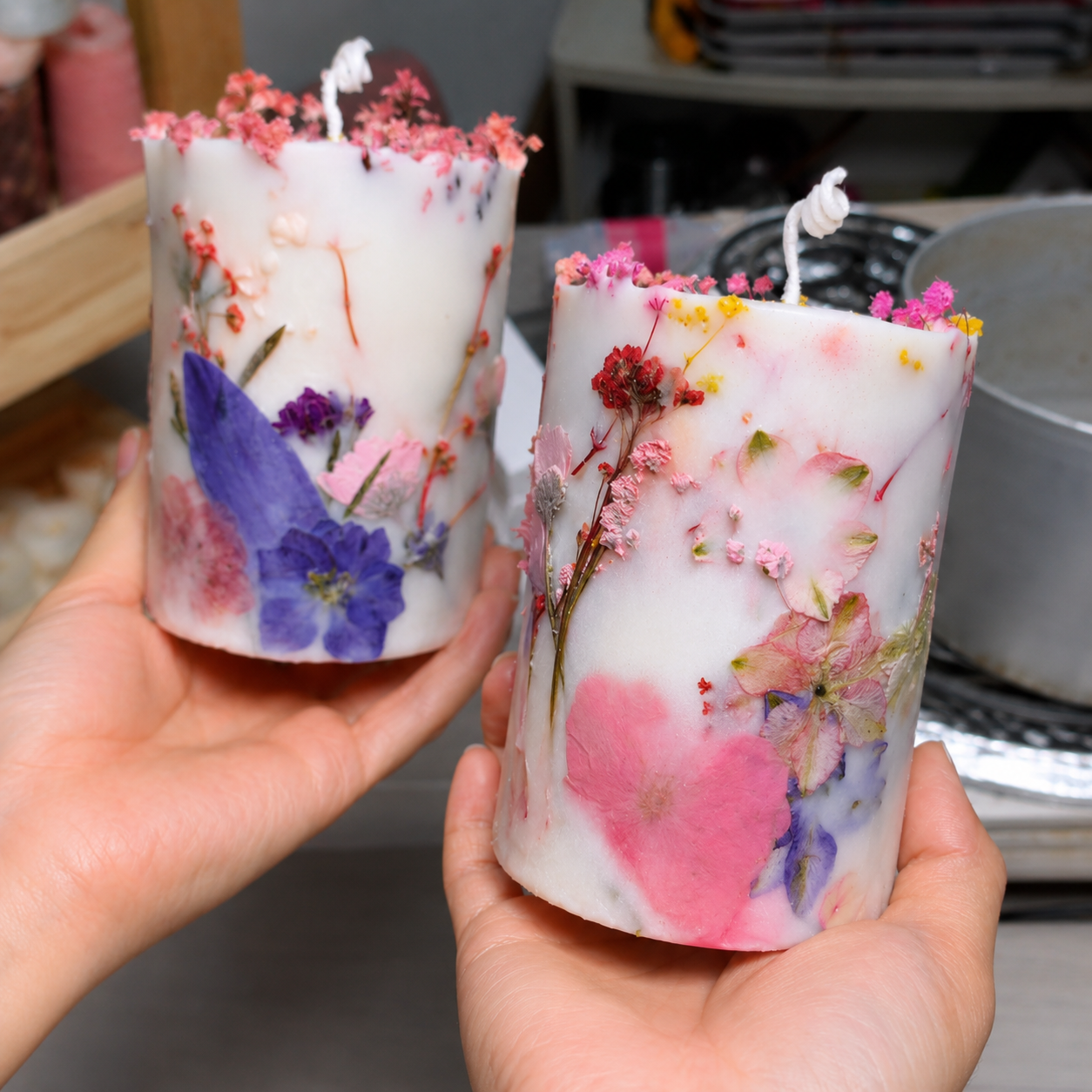 Velas flores en gel