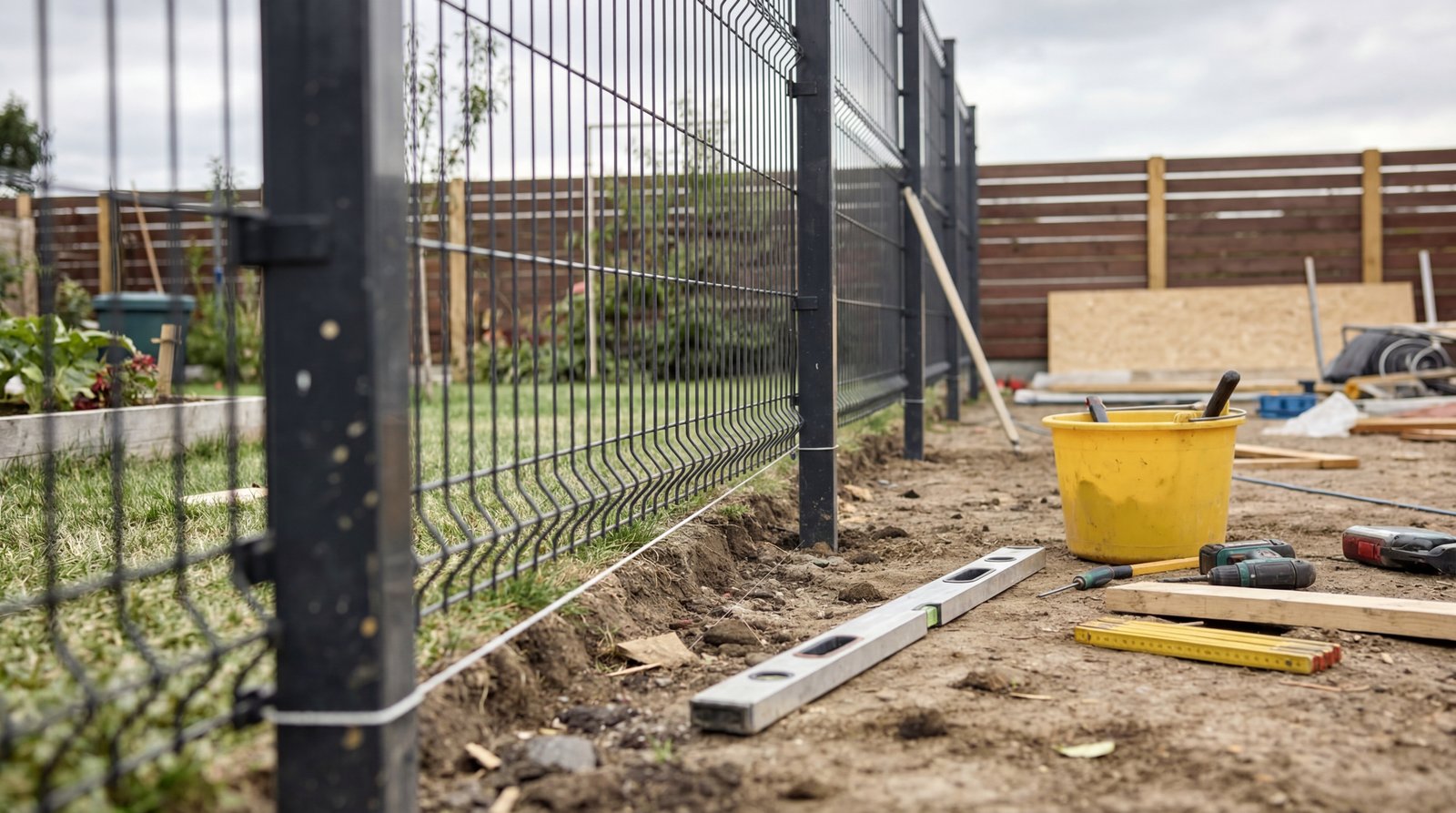 Handwerks-Baustelle im Hintergrund