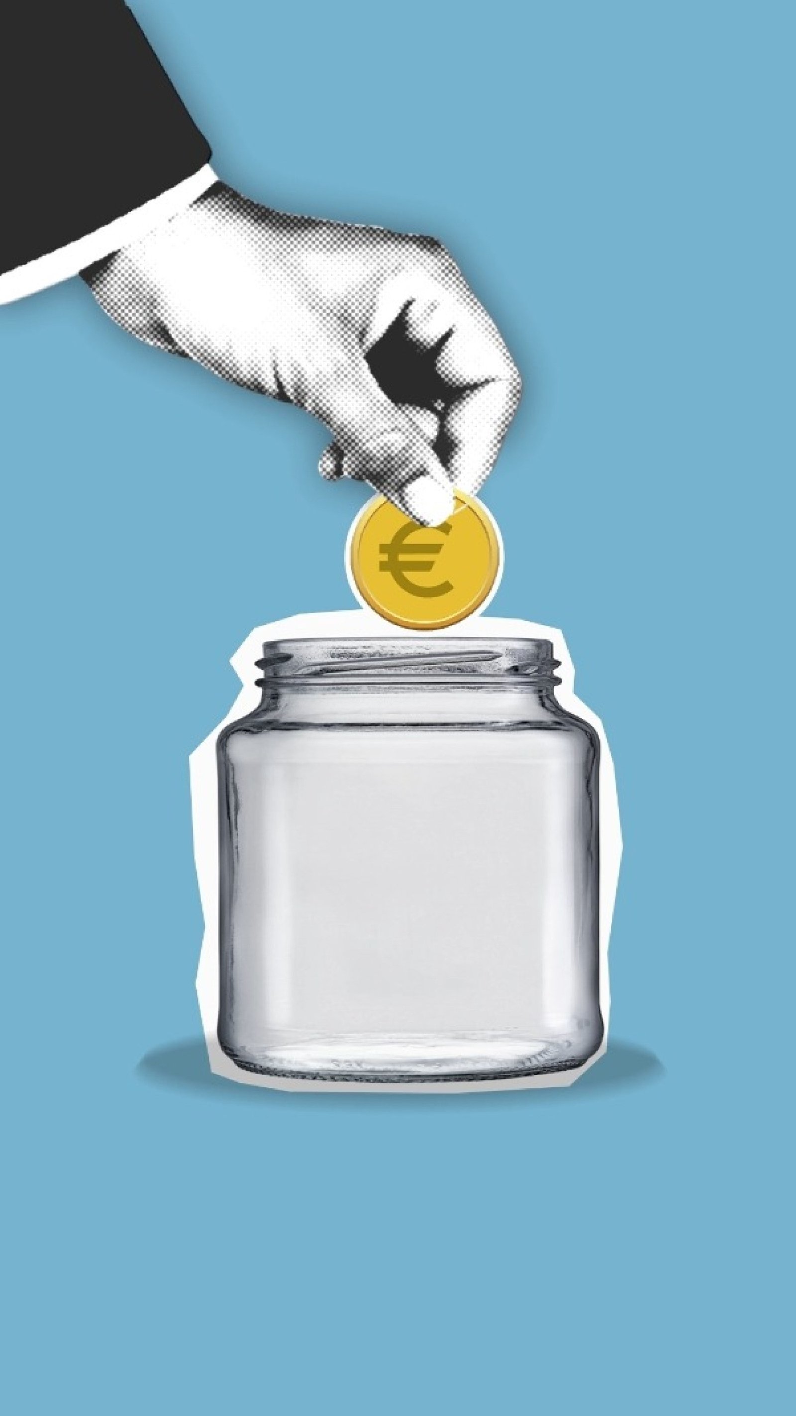 Pièce d'un euro glissée dans un bocal : épargne et protection financière