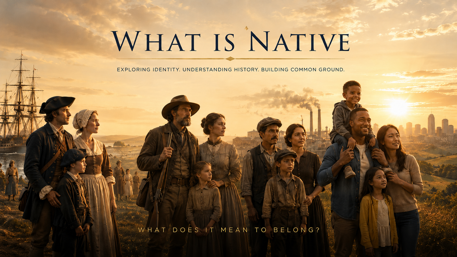 Generations of American families gathered together across time