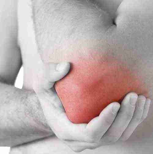 Elbow pain relief with red pain highlighting
