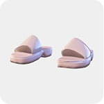 A pair of light pink padded slide sandals with a wide rounded vamp.