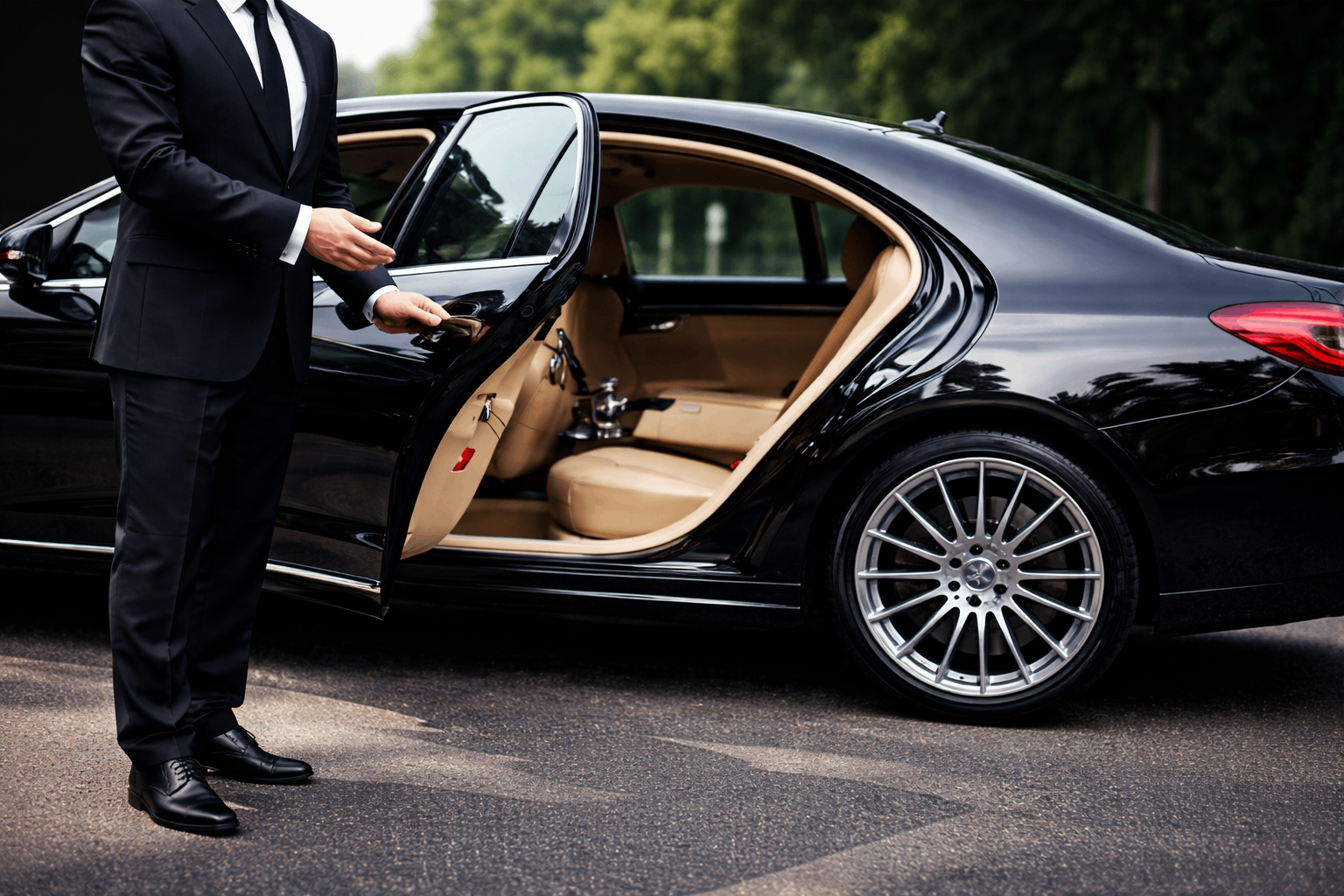 Luxury black sedan interior