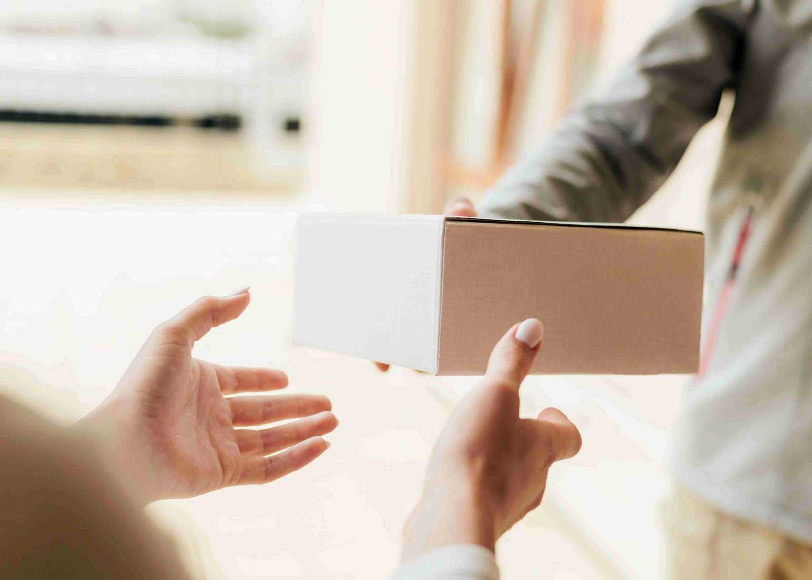 Courier handing over a package