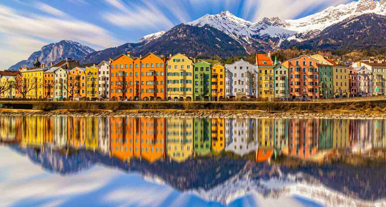 Taxi driving through Innsbruck city center