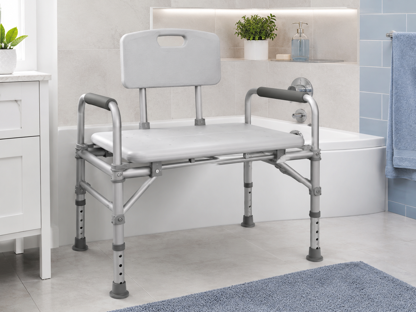 Heavy-duty transfer bench for larger users