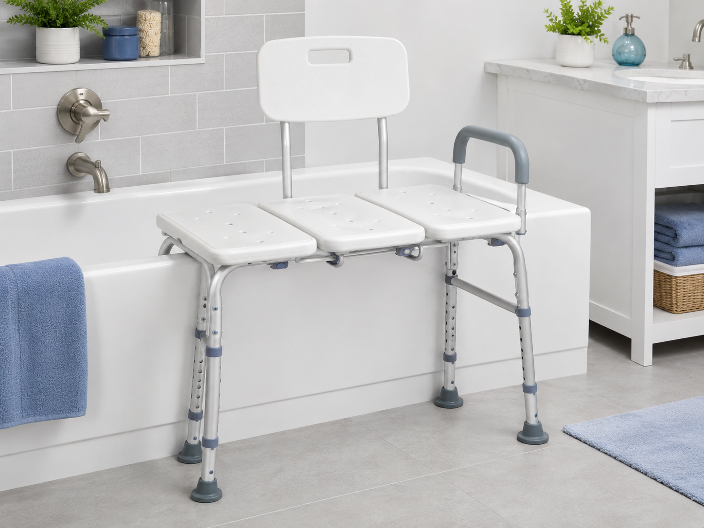 Transfer bench with backrest support