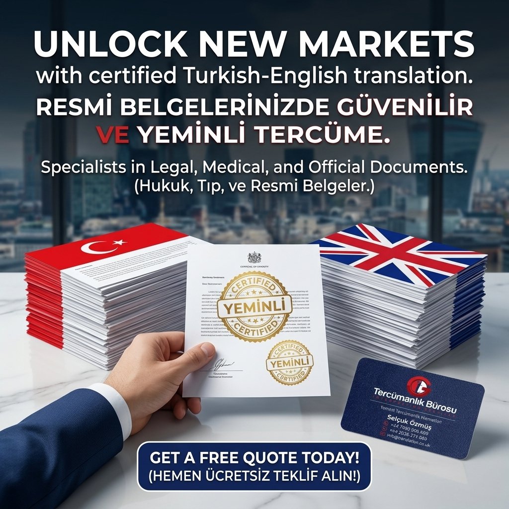 Certified English–Turkish Translation in Hackney, Stoke Newington and Dalston, London Certified English–Turkish translation documents prepared for a client in Hackney, Stoke Newington, with a signed Statement of Accuracy on a London translator’s desk