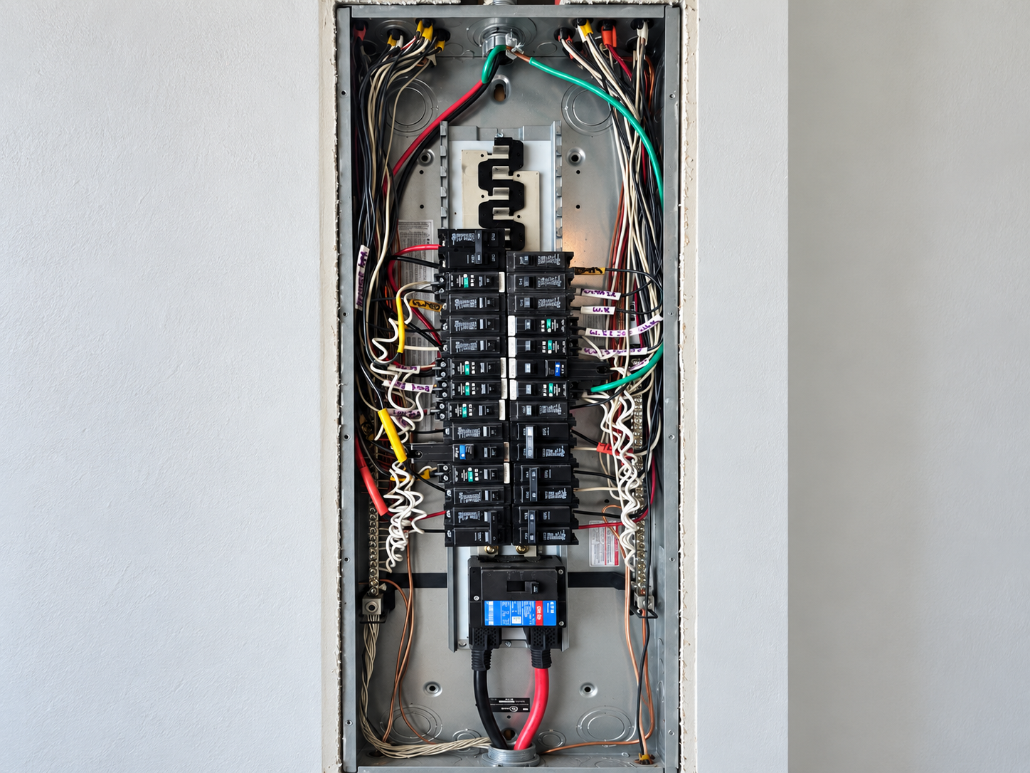 Clean, modern residential electrical panel professionally installed