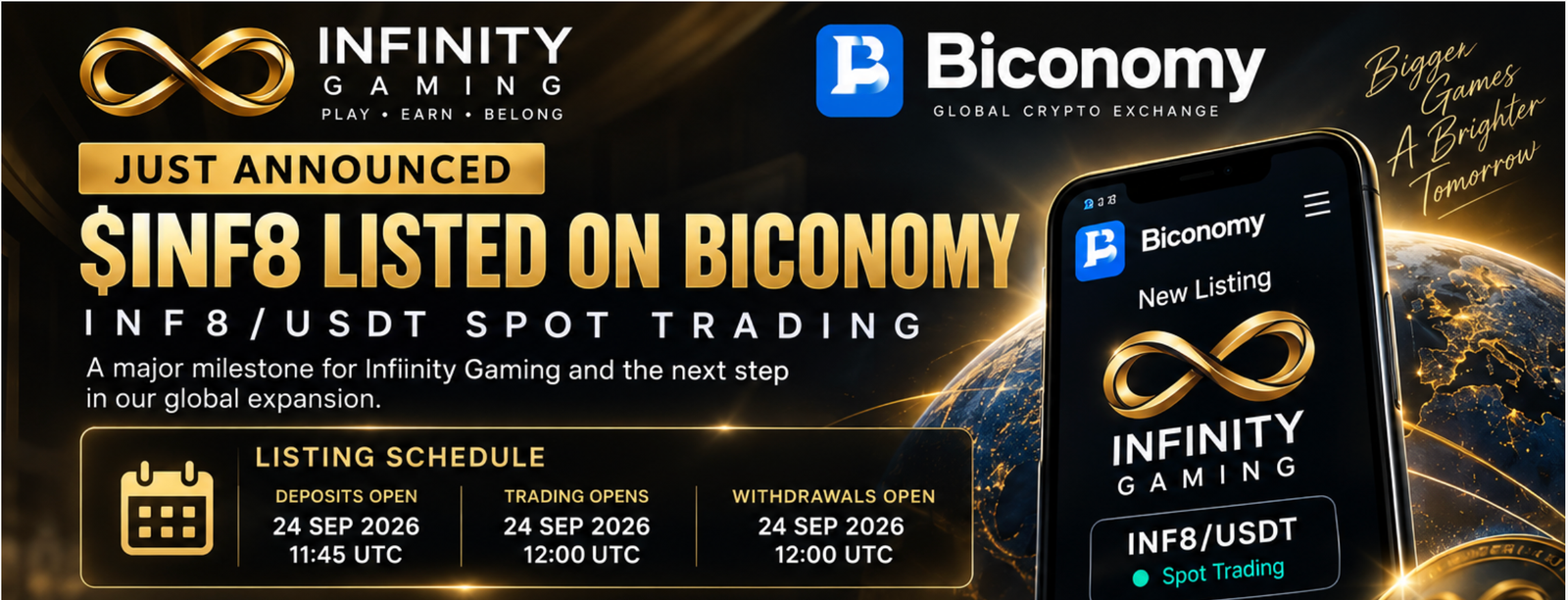 IT’S OFFICIAL: $INF8 LISTS ON BICONOMY 24 SEPTEMBER 2026