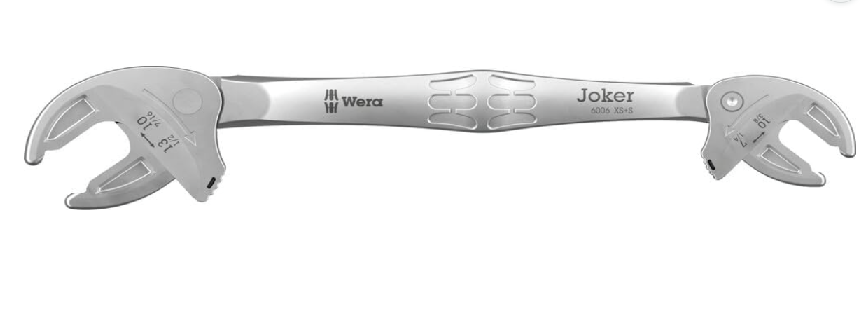 Wera 05020330001 6006 Joker XS/S Self-Setting Double Spanner, 7-10 x 1/4-3/8" x 10-13 x 7/16-1/2" x 161 mm — Ratchets & Wrenches product photo