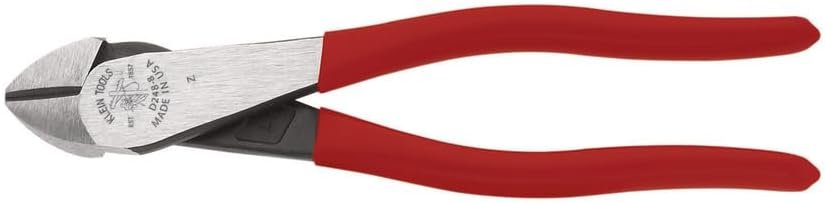 Klein Tools D248-8 Pliers, Made in USA, Diagonal Cutting Multi-Purpose Pliers with Angled Head, High-Leverage Design, and Short Jaw, 8-Inch — Cutting product photo