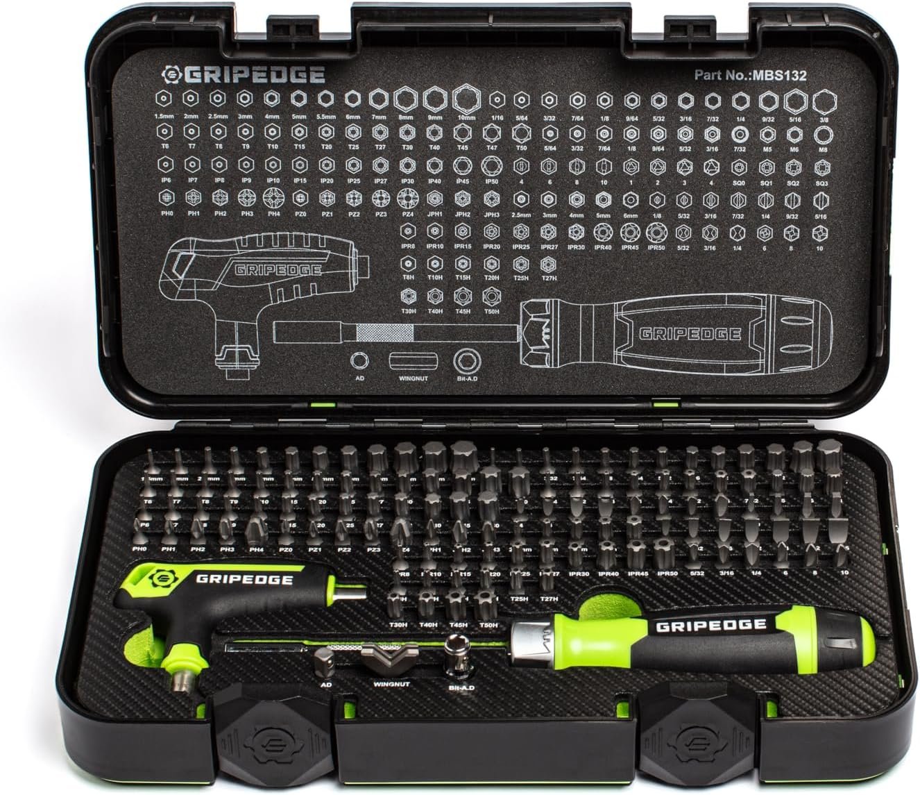 GRIPEDGE Tools | 132-PC R.P.T. Multi-Bit Driver Set PRO SET — Drivers & Sets product photo