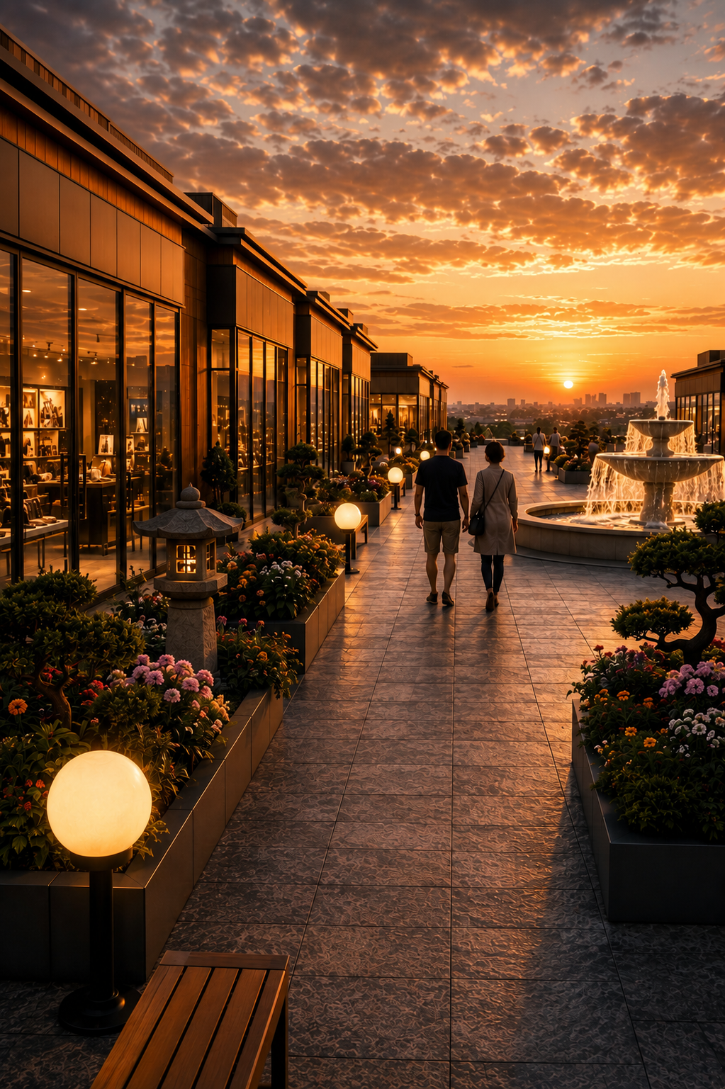 Premium outdoor retail district with modern architecture