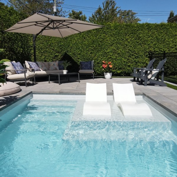 Piscine de luxe terminée avec aménagement complet