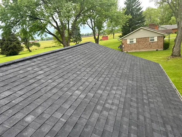 Finished XPRO ELITE shingle roof on a ranch home in Jamestown, Ohio
