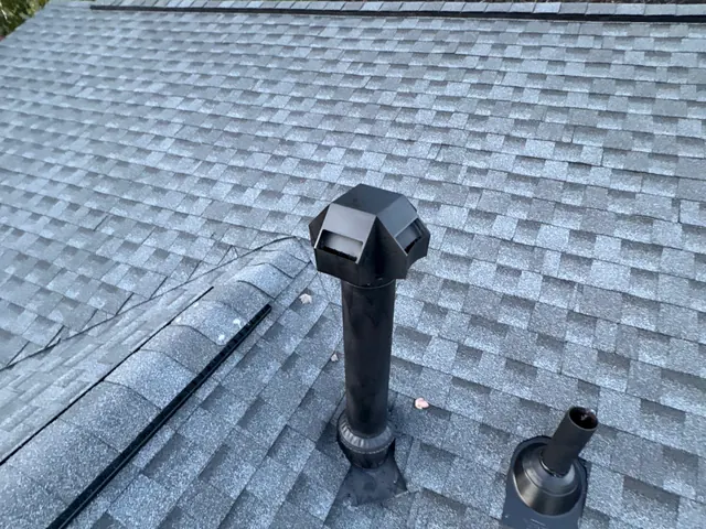 New shingles, pipe boot and vent on a finished XPRO ELITE roof in New Carlisle, Ohio