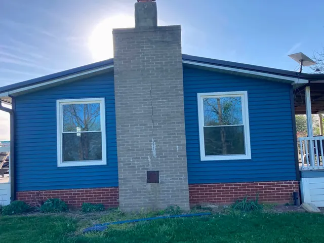 New blue siding installed by XPRO ELITE on a home in Jamestown, Ohio