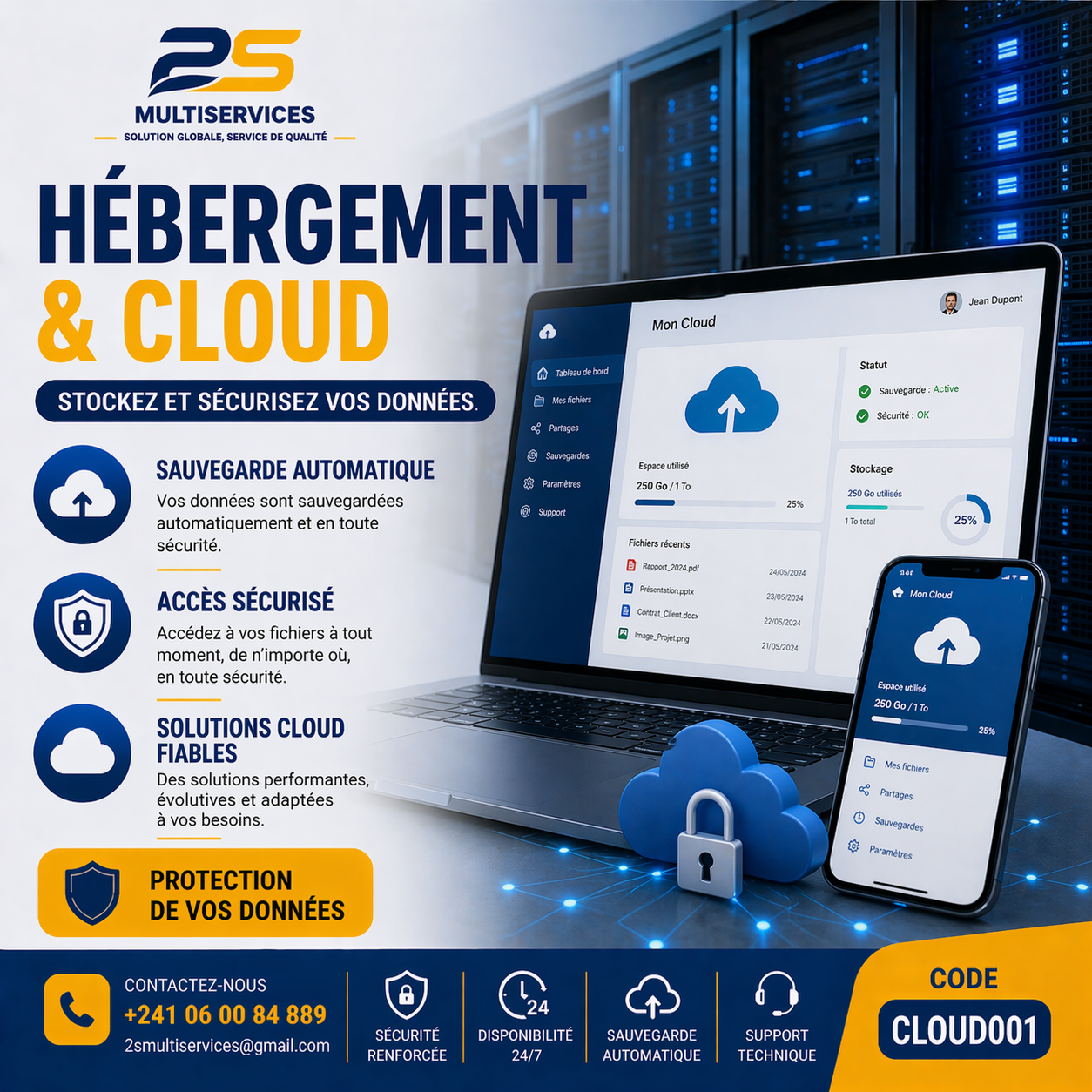 Illustration pour Hébergement & Cloud