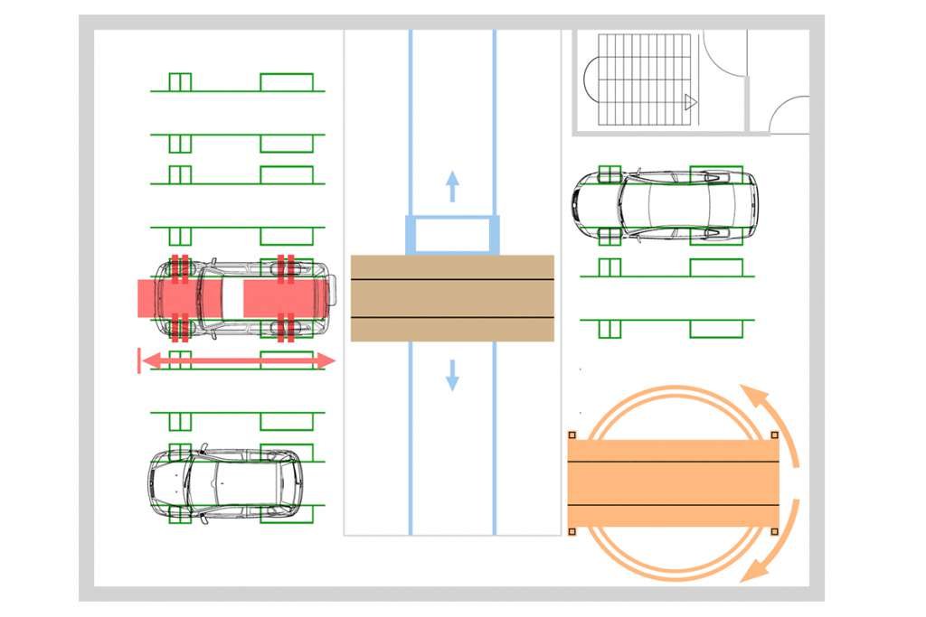 Schema tecnico dall'alto Traslo Park T