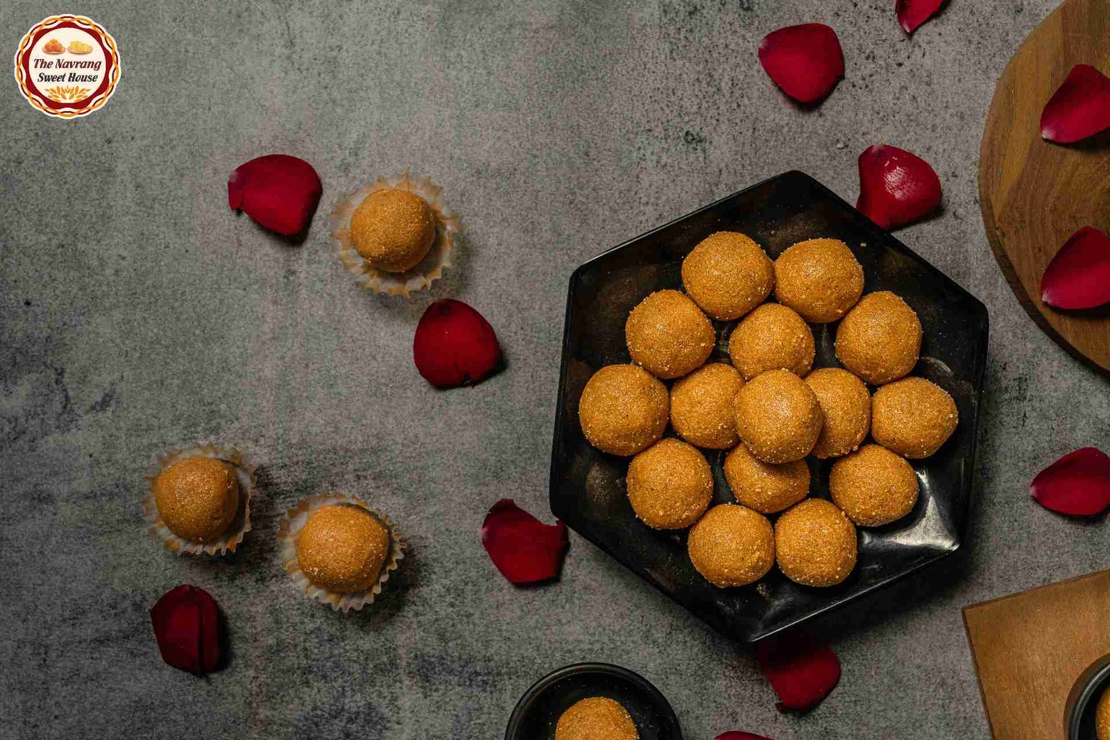 Besan Laddu — fresh Indian sweet from The Navrang Sweet House, Kanpur