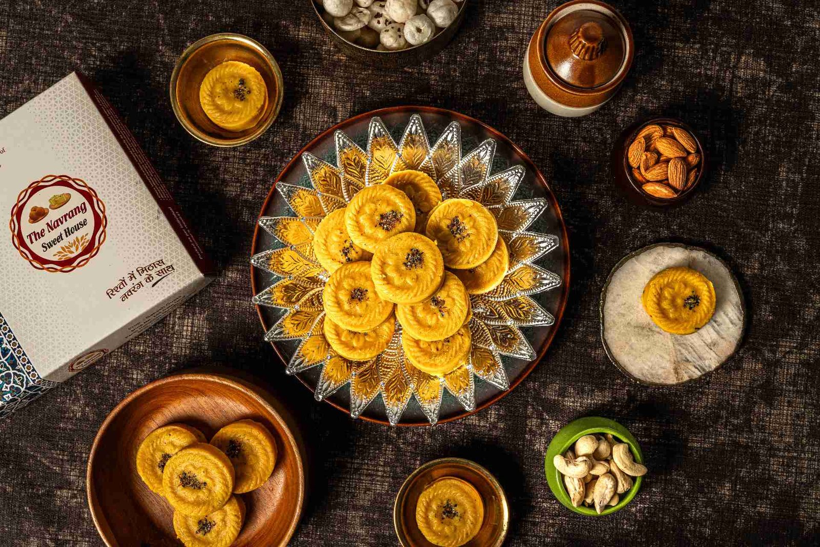 Pedas — fresh Indian sweets at The Navrang Sweet House, Kanpur