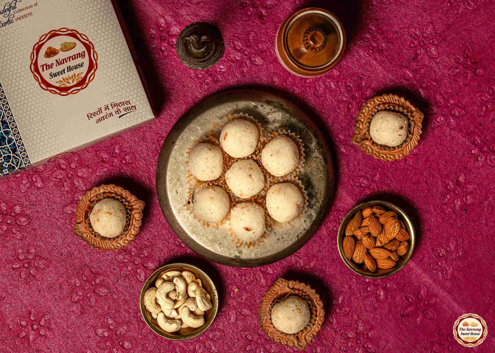 Coconut Laddu — fresh Indian sweet from The Navrang Sweet House, Kanpur