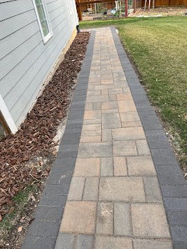 Paver walkway with dark border accent