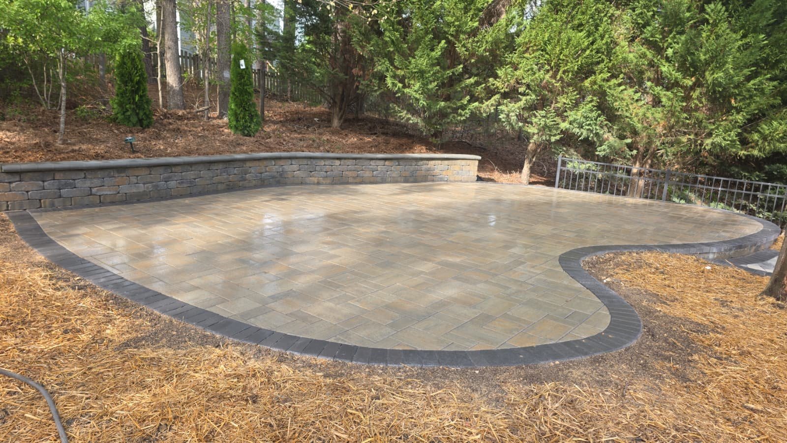 Patio with retaining wall & fire pit, Garner area