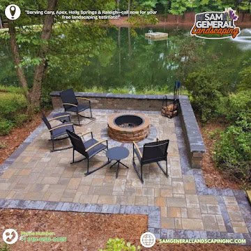 Professional fire pit patio with seating area