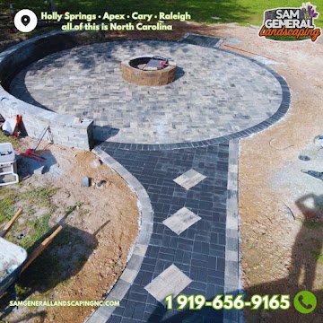 Completed fire pit with walkway surround