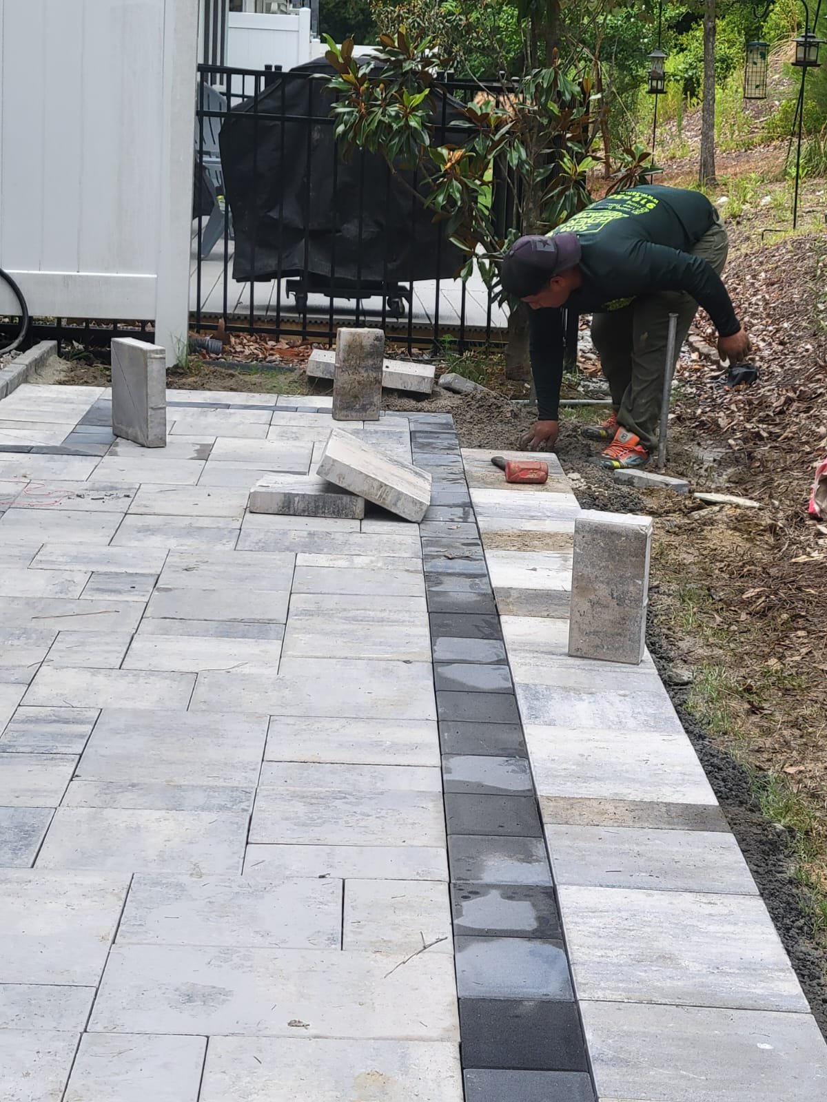 Stone Paver Walkway — Detail Border Installation